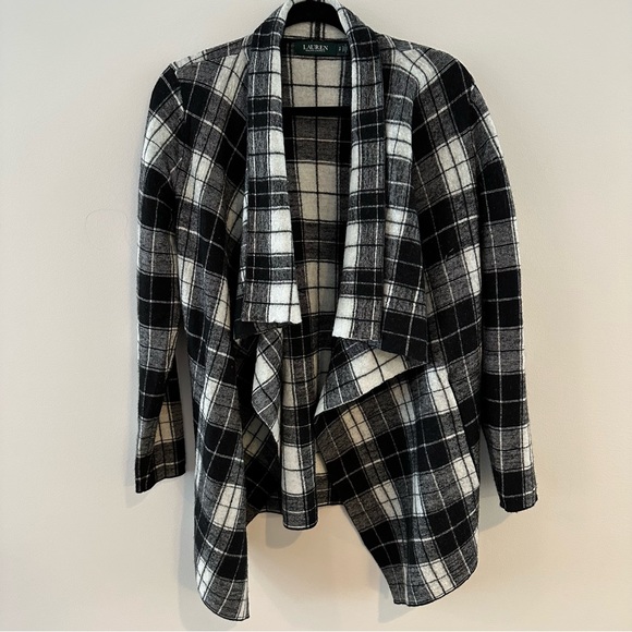 Lauren Ralph Lauren Sweaters - Lauren Ralph Lauren Black & White Plaid Open-Front Cardigan